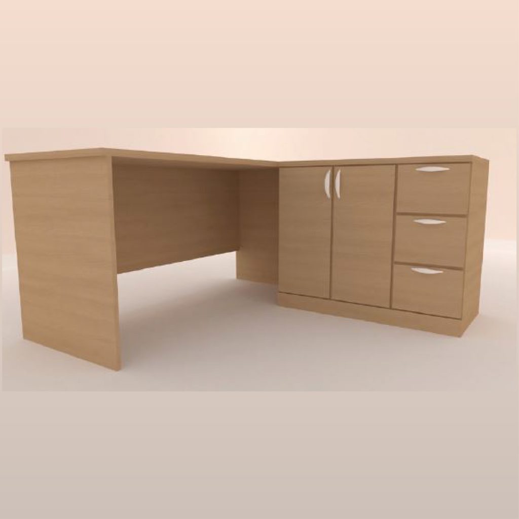 L-shape table with 3 drawers & 2 shutter